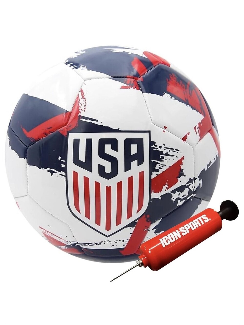 Icon Sports USA Soccer Ball Size 5 Red White Blue With Pump